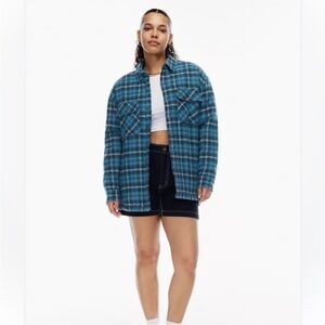 TNA Black and Tan Plaid Shirt